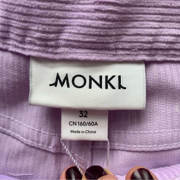 💜SOLD💜Monki Yoko Retro Corduroy Trousers High Waist Wide Leg Dusty Lilac - Picture 8 of 11